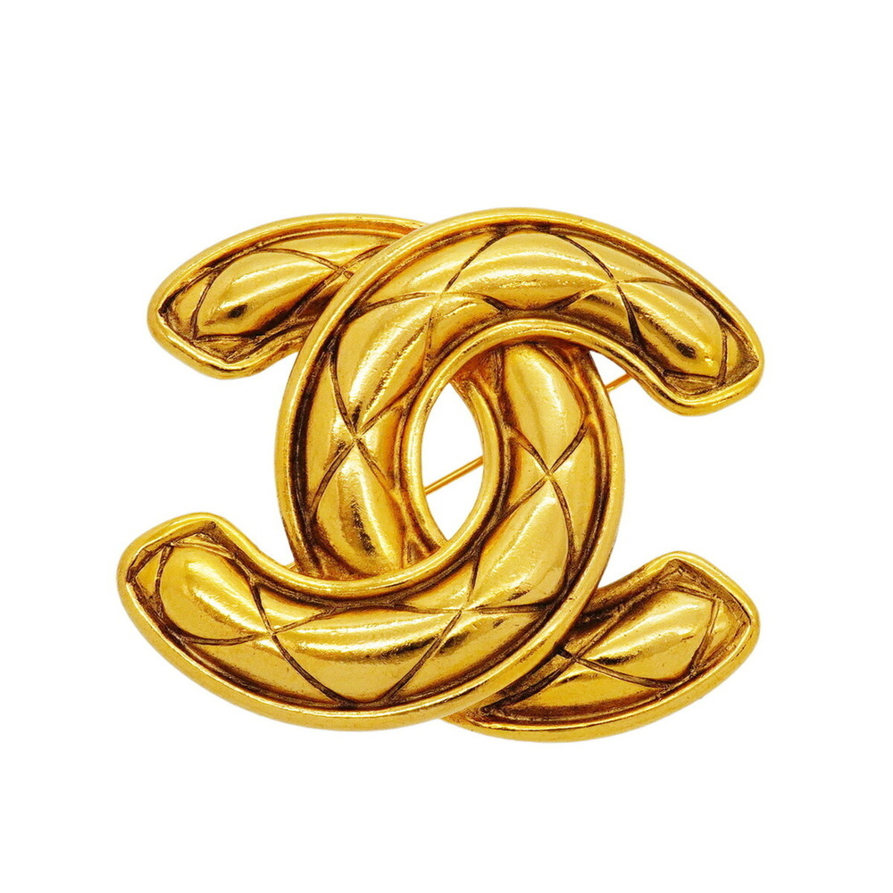 CHANEL Gold Logo Brooch